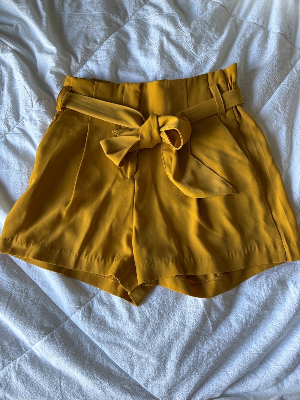 Mustard Yellow Tie Waist shorts